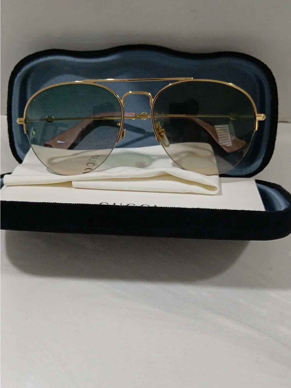 Gold Frame Gradient Green to Pink Women's Sunglasses